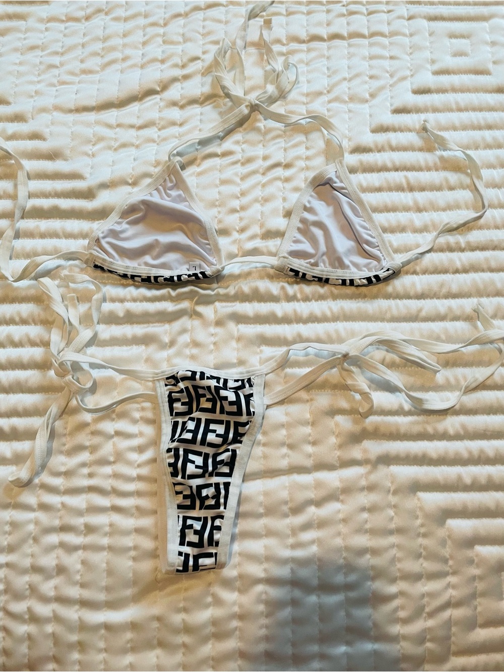 Black & White Logo String Bikini - 2-Piece Swim Set - Picture 2 of 2